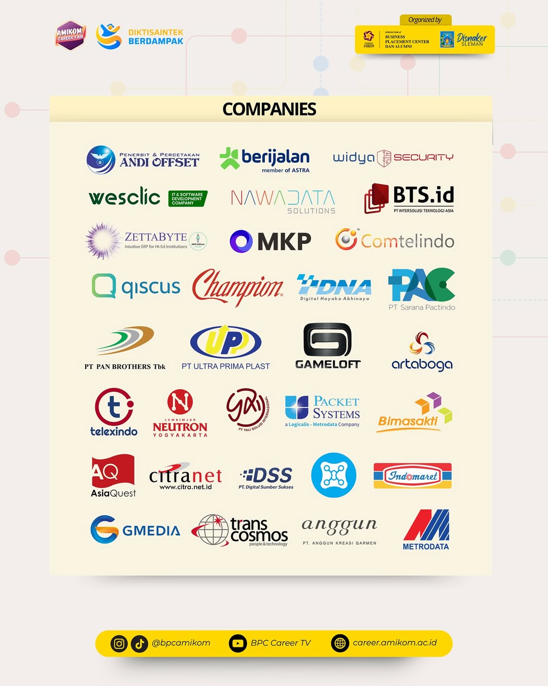 Amikom Career Fair x Disnaker Sleman Gratis Untuk Umum