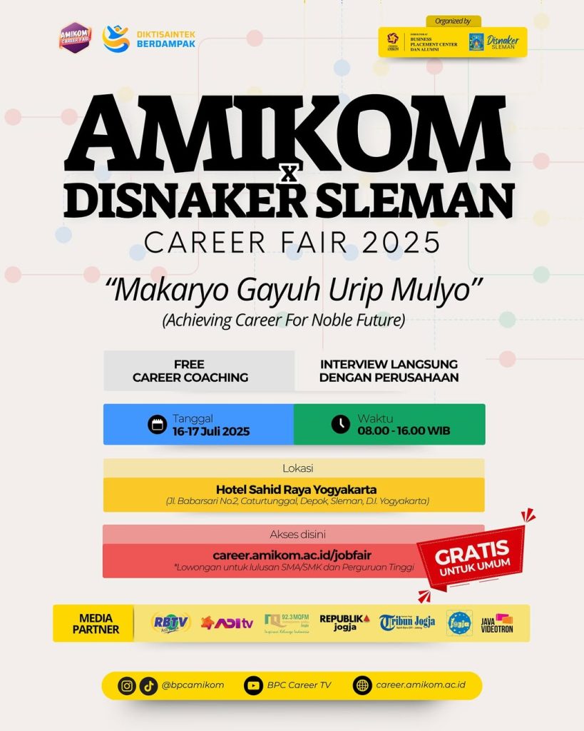 Jobfair Jogja 2025 Amikom Career Fair x Disnaker Sleman Gratis Untuk Umum