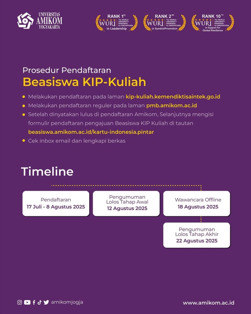 Beasiswa KIP Kuliah di Amikom Yogyakarta