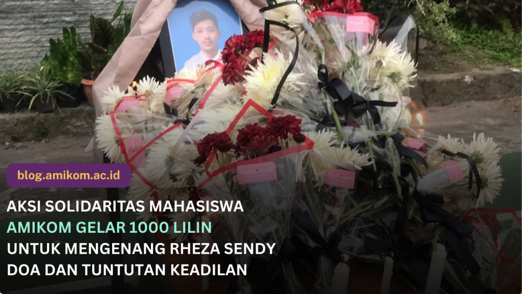 1000 Lilin Amikom untuk Mengenang Rheza Sendy dalam Aksi Solidaritas Mahasiswa