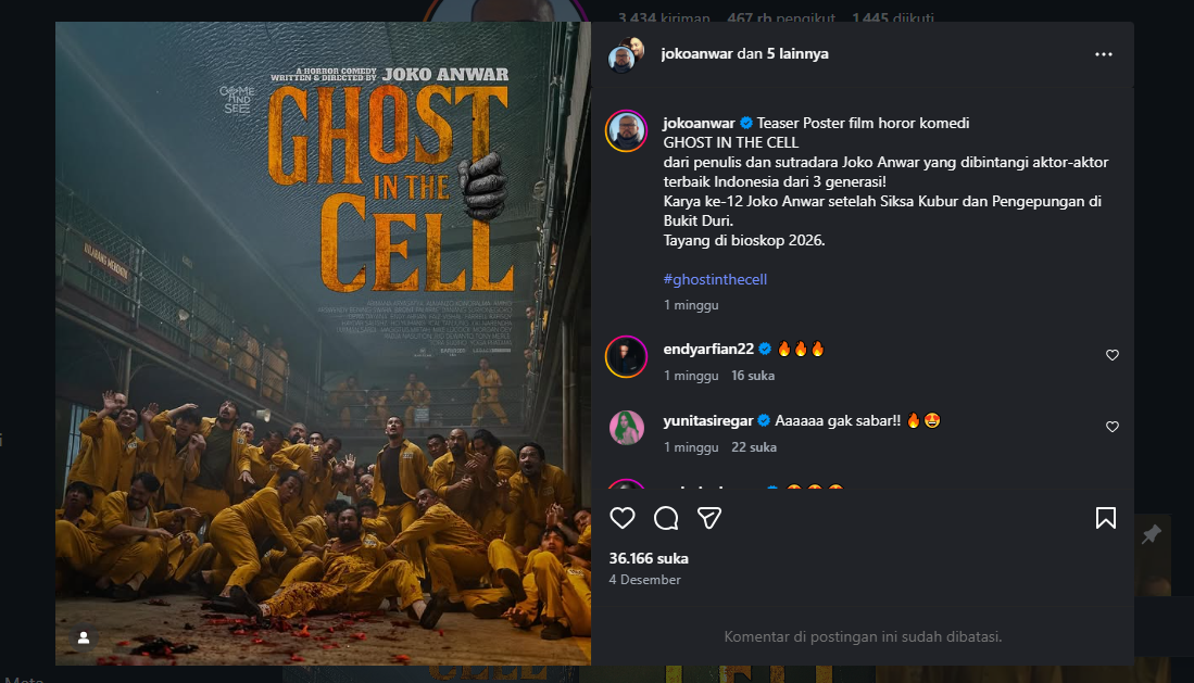 Sinopsis Film Ghost in The Cell Lengkap Dengan Jadwal Tayang, Pemain dan Teasernya