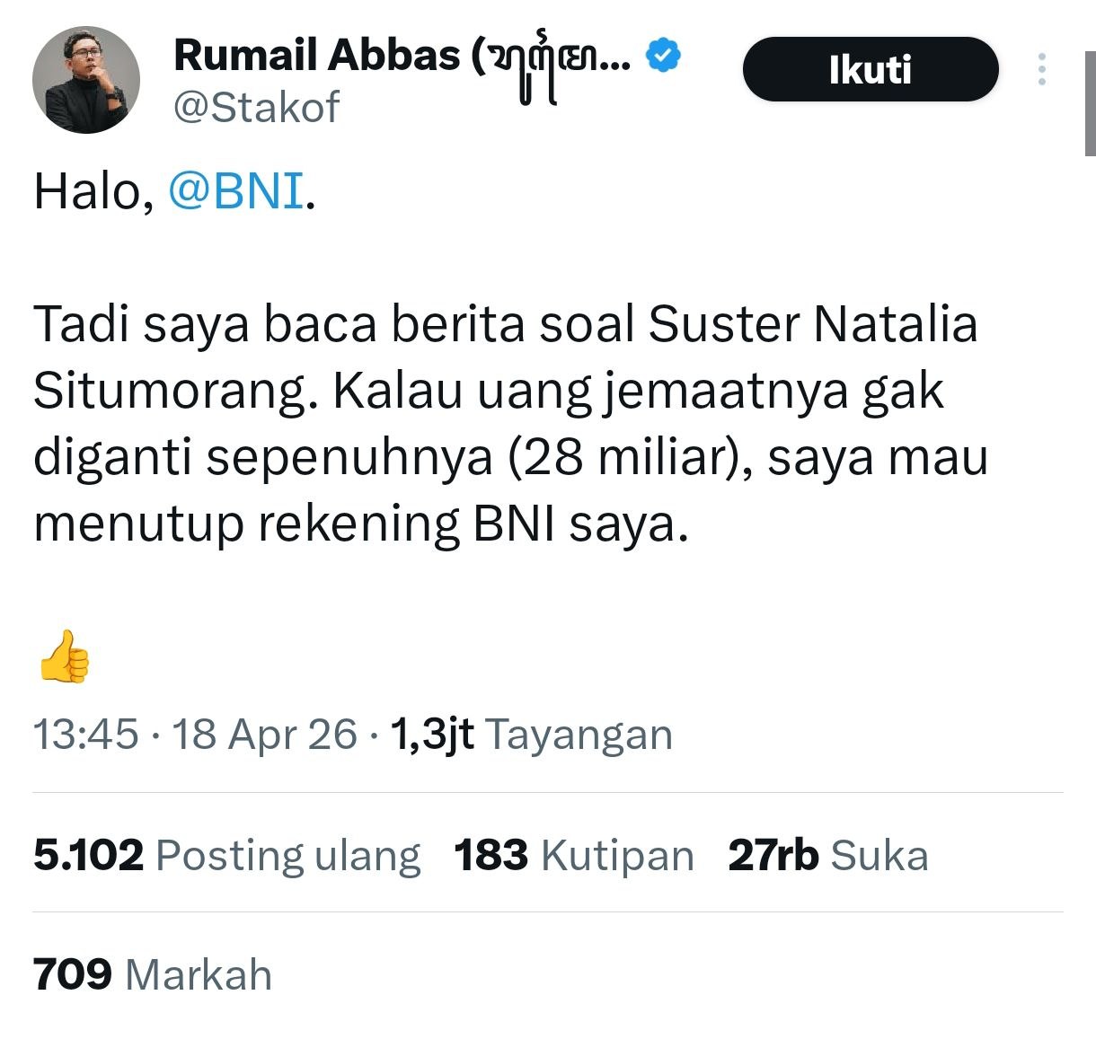 Viral di X Gerakan Tutup Rekening BNI