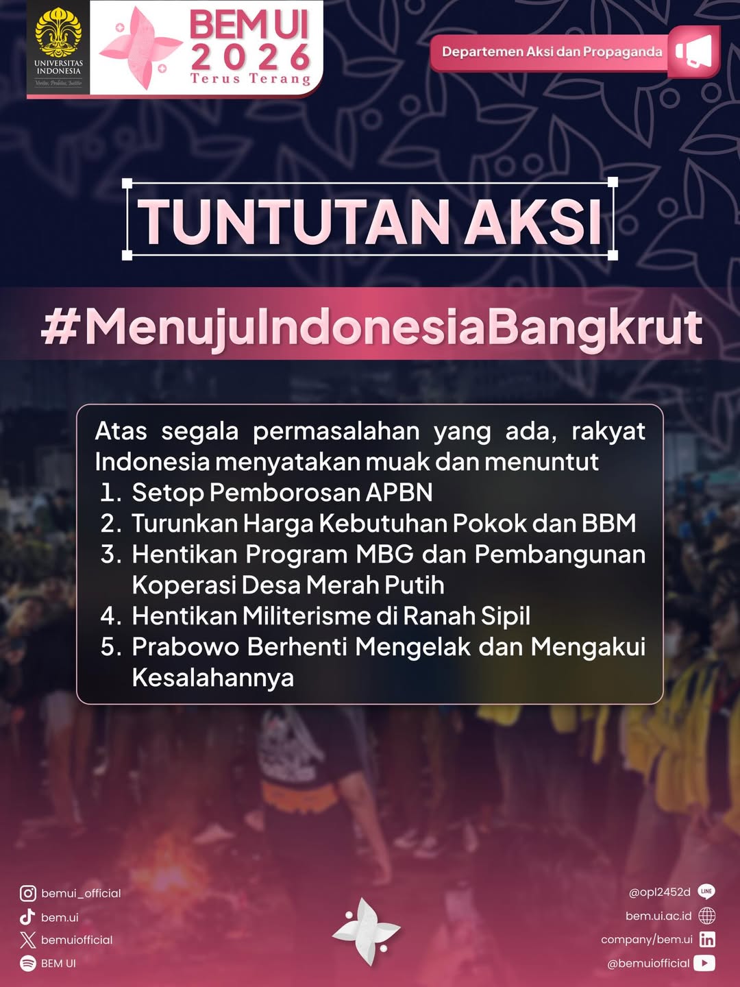 Demo BEM UI Guncang Bundaran HI, Ini 5 Tuntutan Mahasiswa